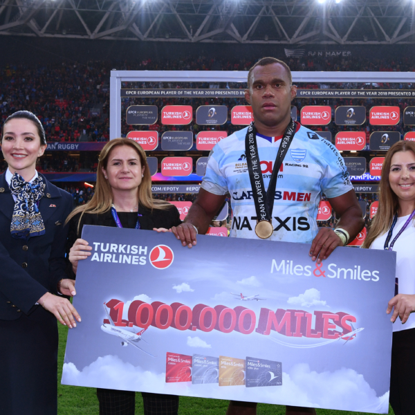 Turkish Airlines premia Leone Nakarawa, stella dell’European Rugby Champions Cup, con un milione di miglia Miles&Smiles