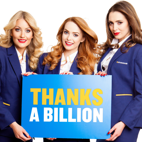 Ryanair lancia la maxi-offerta da record “Thanks a Billion”